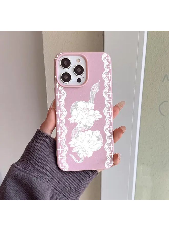 Peony Flower Snake Phone Case For iPhone 15 Pro Max Ultra In Pink Red Color Protective Cover - Image 5